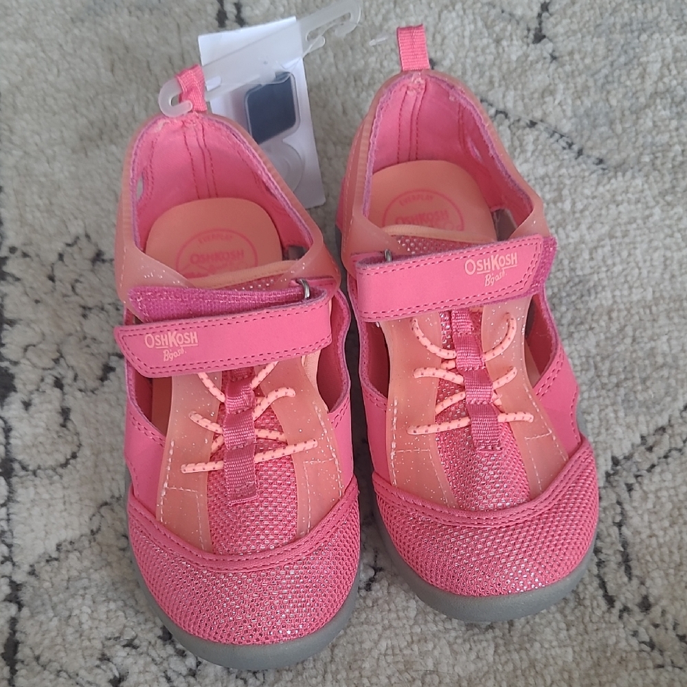 NEW OshKosh B'gosh Pink and Peach Velcro Water Shoes 12